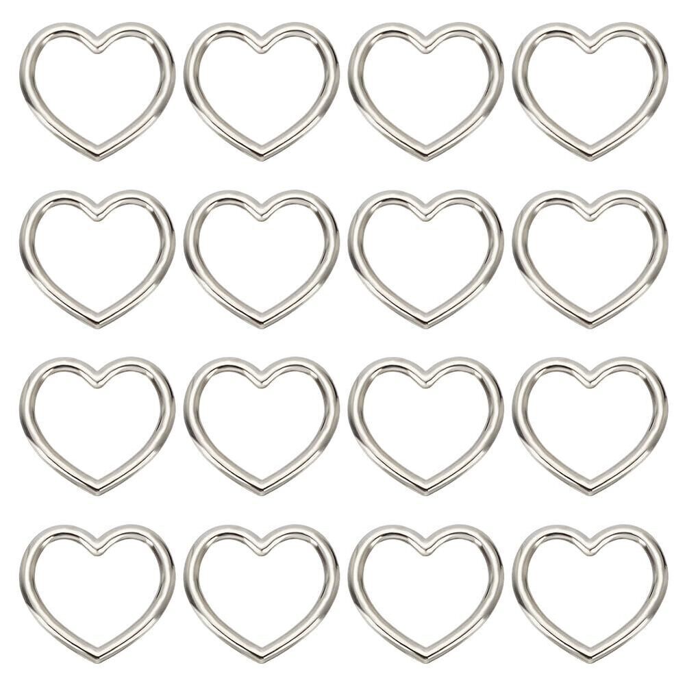 4086 20pcs Heart Shape Metal Craft Ring Buckle,Heart Shape Hollow, for Punk